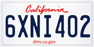 CA license plate 6XNI402