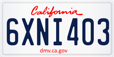 CA license plate 6XNI403
