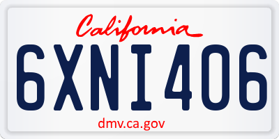 CA license plate 6XNI406