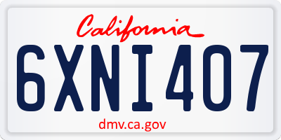 CA license plate 6XNI407