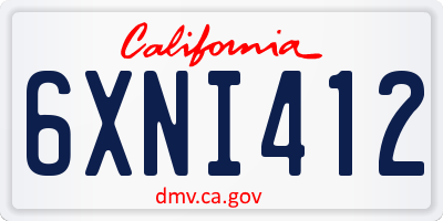CA license plate 6XNI412