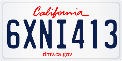 CA license plate 6XNI413