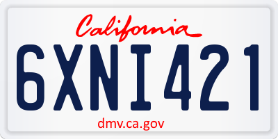 CA license plate 6XNI421
