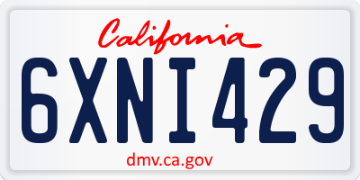 CA license plate 6XNI429