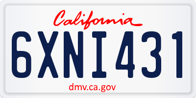 CA license plate 6XNI431