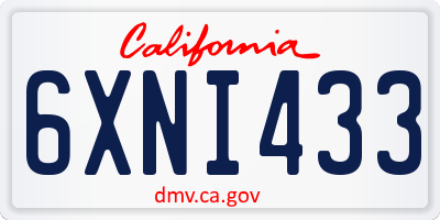 CA license plate 6XNI433