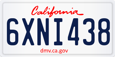 CA license plate 6XNI438