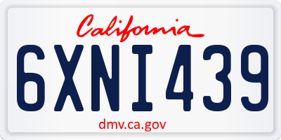 CA license plate 6XNI439