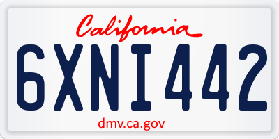 CA license plate 6XNI442