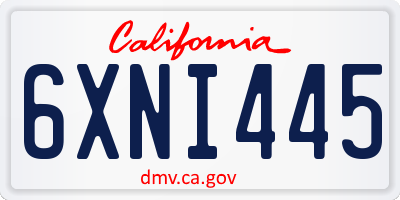 CA license plate 6XNI445