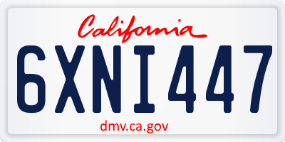 CA license plate 6XNI447