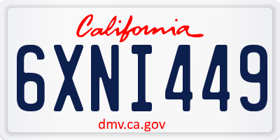 CA license plate 6XNI449
