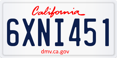 CA license plate 6XNI451