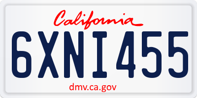 CA license plate 6XNI455