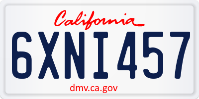 CA license plate 6XNI457
