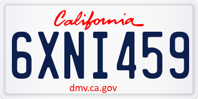 CA license plate 6XNI459