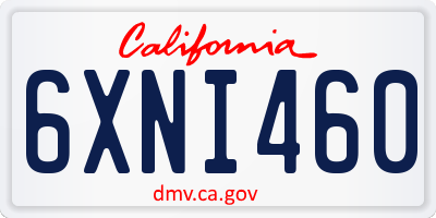 CA license plate 6XNI460