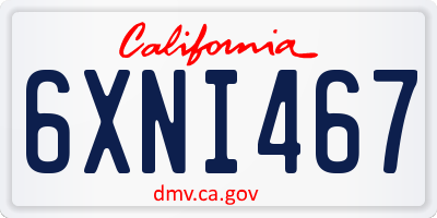 CA license plate 6XNI467