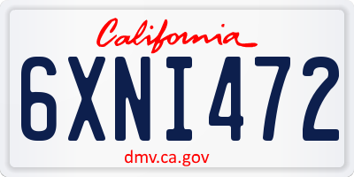 CA license plate 6XNI472