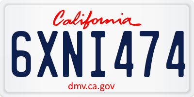CA license plate 6XNI474