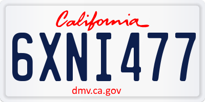 CA license plate 6XNI477