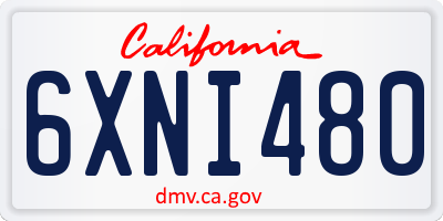 CA license plate 6XNI480
