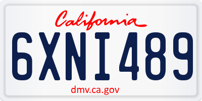 CA license plate 6XNI489