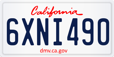 CA license plate 6XNI490