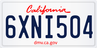 CA license plate 6XNI504