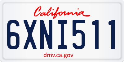 CA license plate 6XNI511
