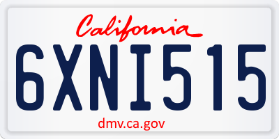 CA license plate 6XNI515