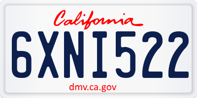 CA license plate 6XNI522