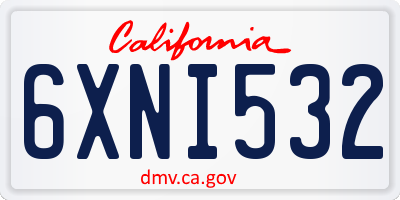 CA license plate 6XNI532