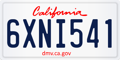 CA license plate 6XNI541
