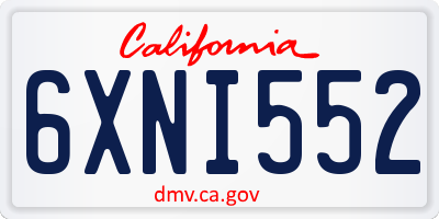 CA license plate 6XNI552