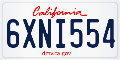 CA license plate 6XNI554
