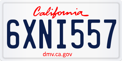 CA license plate 6XNI557