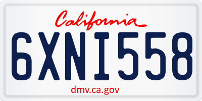 CA license plate 6XNI558