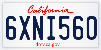 CA license plate 6XNI560