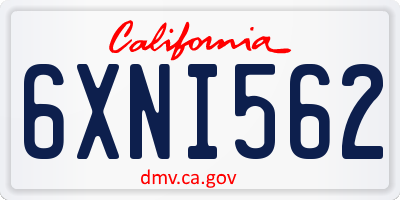 CA license plate 6XNI562
