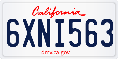 CA license plate 6XNI563