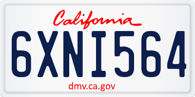 CA license plate 6XNI564