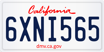 CA license plate 6XNI565