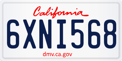 CA license plate 6XNI568