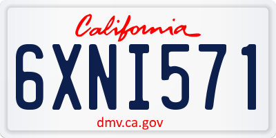 CA license plate 6XNI571