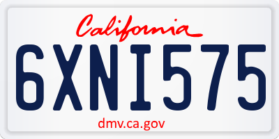 CA license plate 6XNI575