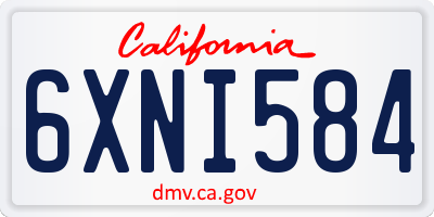 CA license plate 6XNI584