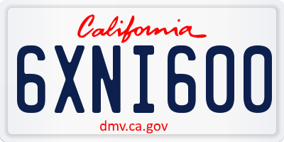 CA license plate 6XNI600