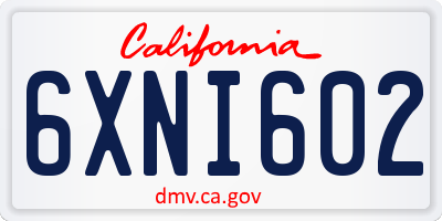 CA license plate 6XNI602