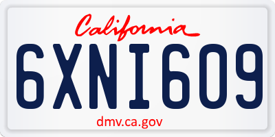 CA license plate 6XNI609